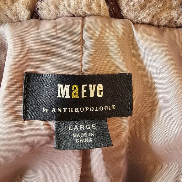 Maeve x Anthropologie Faux Fur Jacket Patent Trim Pink Rose Mauve, Large, NWOT - Picture 15 of 15